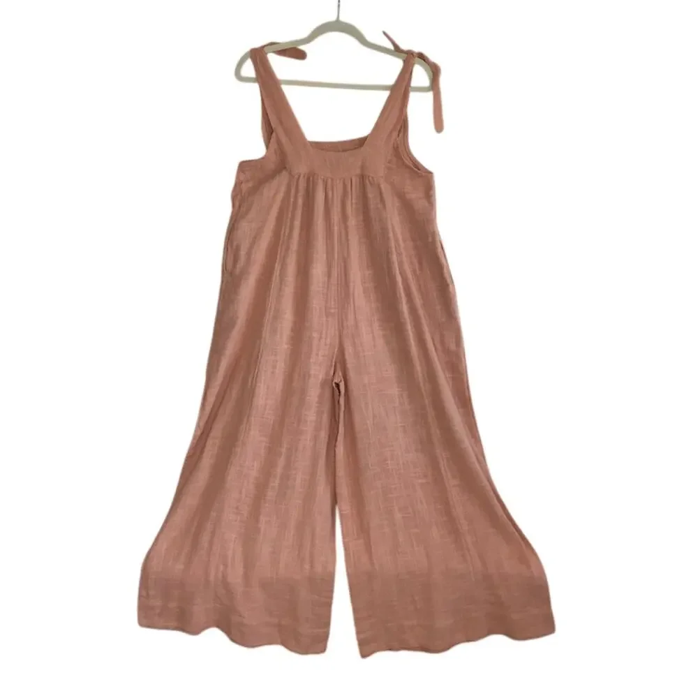 FREE PEOPLE Oversize Tie Strap Wide Leg Overall Jumpsuit Sz XS Coastal Boho NWT